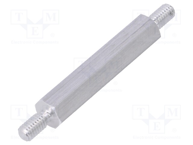 Screwed spacer sleeve; 35mm; Ext.thread: M4; hexagonal; aluminium