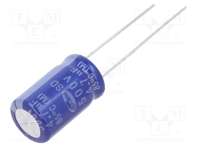 Capacitor: electrolytic; THT; 4.7uF; 500VDC; Ø10x16mm; ±20%; 2000h