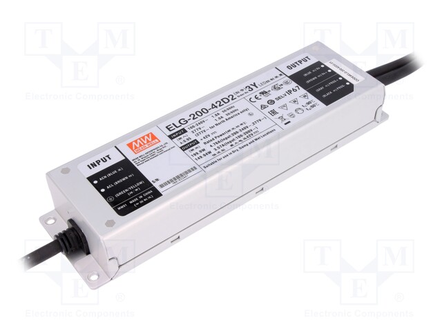 Power supply: switched-mode; LED; 199.9W; 42VDC; 4.76A; 100÷305VAC