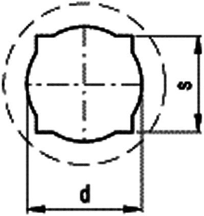 Mounting coupler; D: 15mm; S: 12mm; Base dia: 45mm; H: 30mm