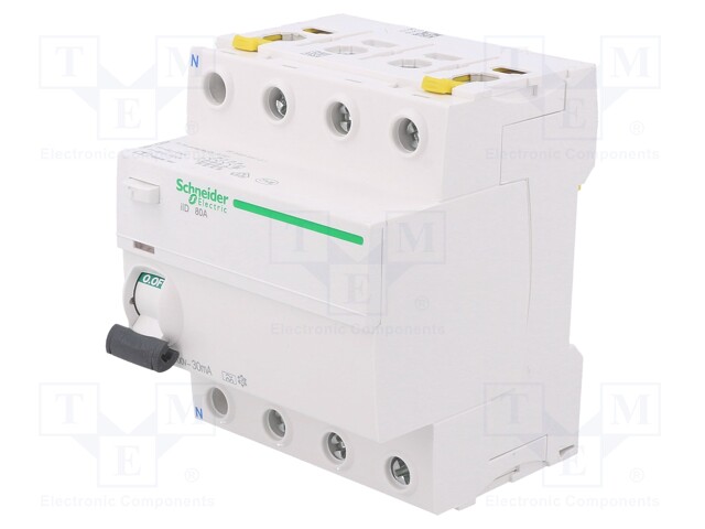 RCD breaker; Inom: 80A; Ires: 30mA; Poles: 4; 400V; Mounting: DIN