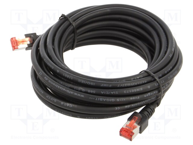 Patch cord; S/FTP; 6; stranded; Cu; LSZH; black; 5m; 27AWG