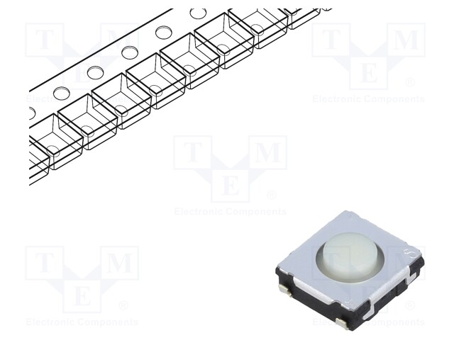 Microswitch TACT; SPST; Pos: 2; 0.02A/15VDC; SMT; none; 2.6N; 2.5mm