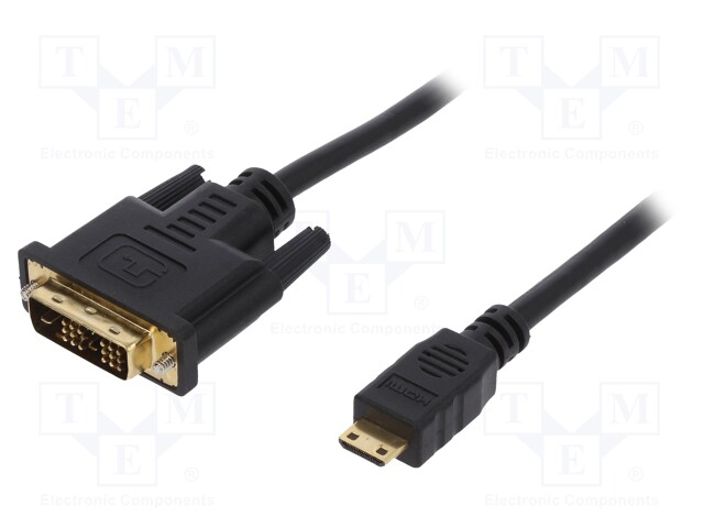 Cable; DVI-D (18+1) plug,HDMI mini plug; 1m; black