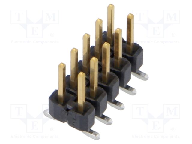 Connector: pin strips; male; PIN: 10; 2.54mm; gold-plated; SMT