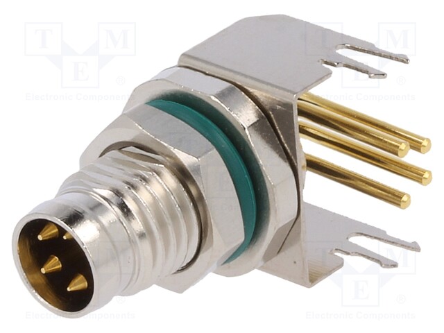 Connector: M8; male; PIN: 4; angled 90°; socket; 4A; 30V; IP68; metal