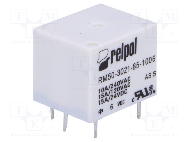 Relay: electromagnetic; SPST-NO; Ucoil: 6VDC; 10A; max.277VAC; 100Ω