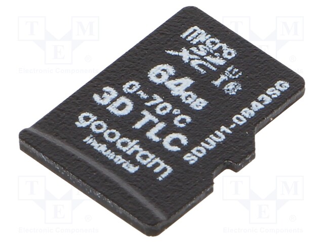 Memory card; industrial; 3D TLC,pSLC; 64GB; UHS I U1; 0÷70°C