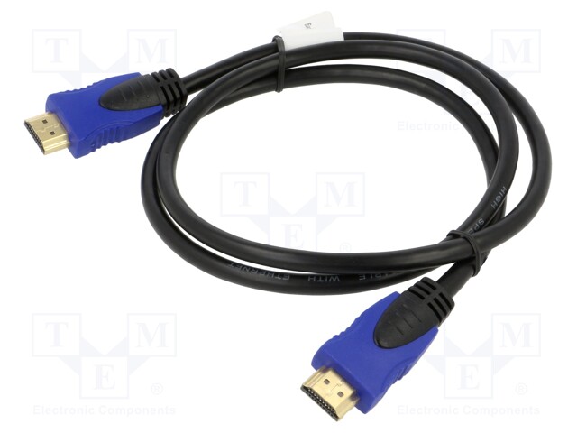 Cable; HDMI 2.0; HDMI plug,both sides; PVC; 1m; black; 30AWG