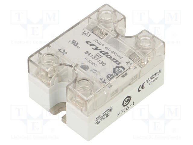 Relay: solid state; Ucntrl: 4÷32VDC; 75A; 48÷660VAC