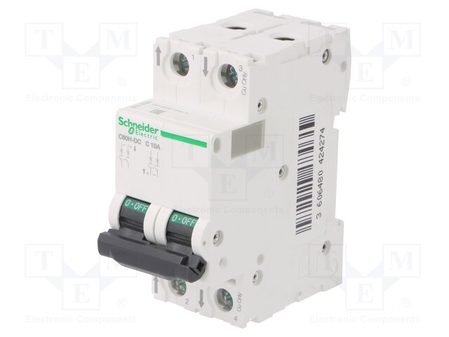 Circuit breaker; 500VDC; Inom: 10A; Poles: 2; DIN; Charact: C; 20kA