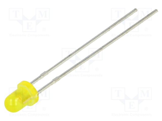 LED; 3mm; yellow; 10÷12mcd; 40°; Front: convex