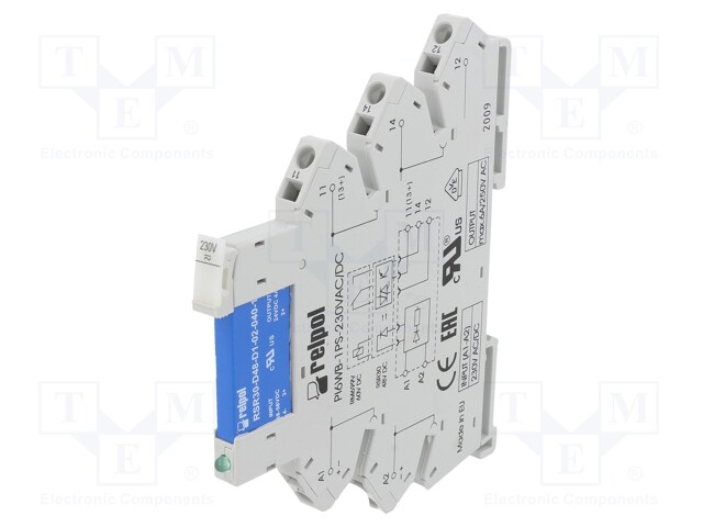 Relay: interface; SPST-NO; Ucoil: 230VDC; Ucoil: 230VAC; 4A