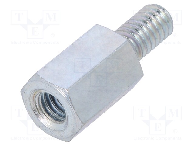 Screwed spacer sleeve; Int.thread: M4; 10mm; Ext.thread: M4; steel