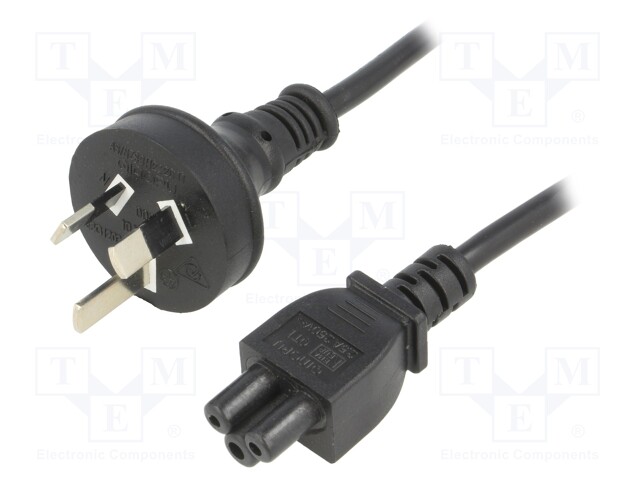 Cable; IEC C5 female,AS/NZS 3112 (I) plug; 1.8m; black; PVC; 2.5A