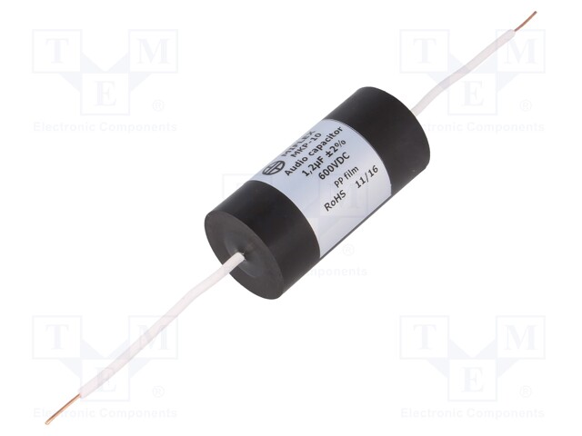 Capacitor: polypropylene; 1.2uF; 600VDC; ±2%; Ø25x51mm; -25÷85°C