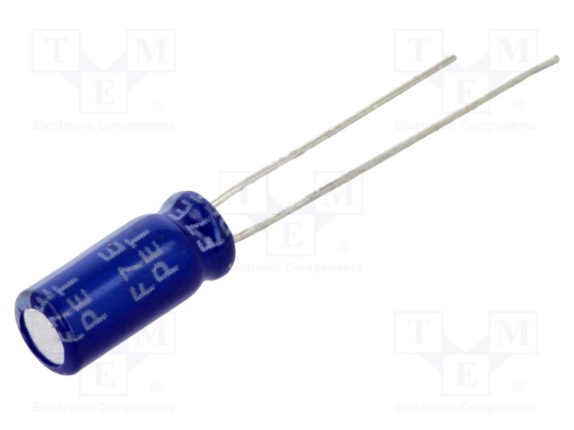 Capacitor: electrolytic; THT; 10uF; 100VDC; Ø5x11mm; Pitch: 2mm