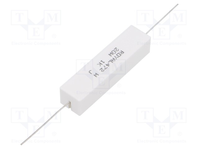 Resistor: wire-wound; cement; THT; 1kΩ; 20W; ±5%; 14.5x13.5x60mm