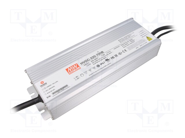 Power supply: switched-mode; LED; 300W; 214÷428VDC; 700mA; IP67