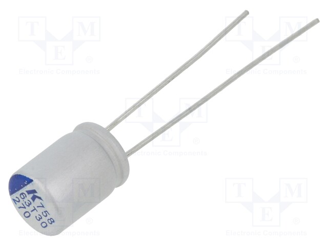 Polymer Aluminium Electrolytic Capacitor, 270 µF, 6.3 V, Radial Leaded, A758 Series, 0.018 ohm