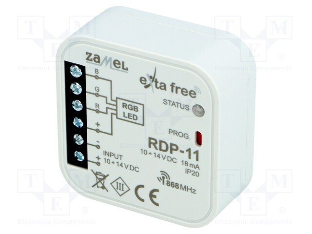 RGB controller; EXTA FREE; IP20; 10÷14VDC; flush mount; -10÷55°C