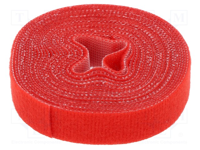 Velcro tie; L: 4m; W: 16mm; red; Package: reel