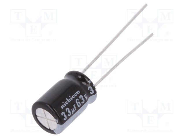 Capacitor: electrolytic; THT; 33uF; 63VDC; Ø8x11.5mm; Pitch: 3.5mm