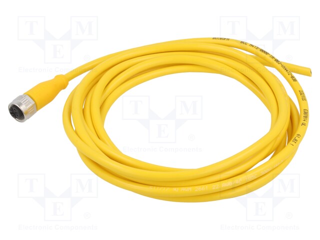 Connection lead; M12; PIN: 5; straight; 3m; plug; 250VAC; 4A; PVC