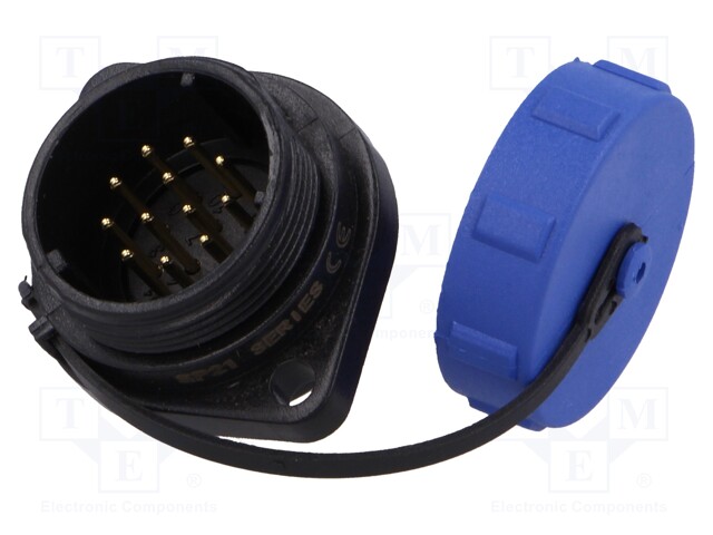 Socket; male; SP21; PIN: 12; with protective cap; IP68; soldering