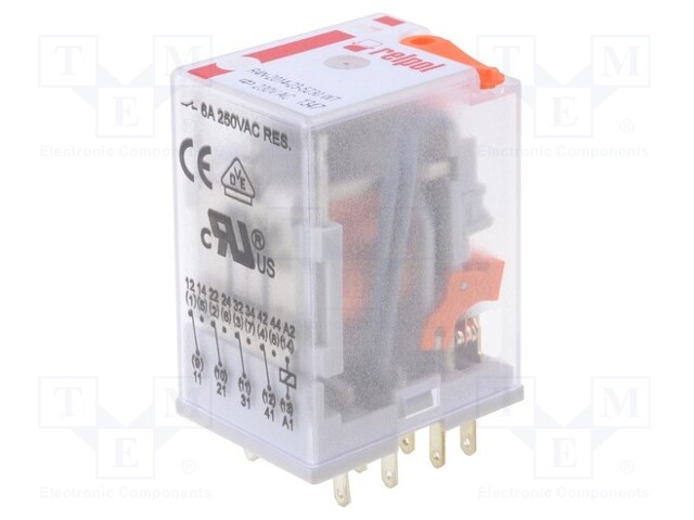 Relay: electromagnetic; 4PDT; Ucoil: 230VAC; 6A/250VAC; 6A/24VDC
