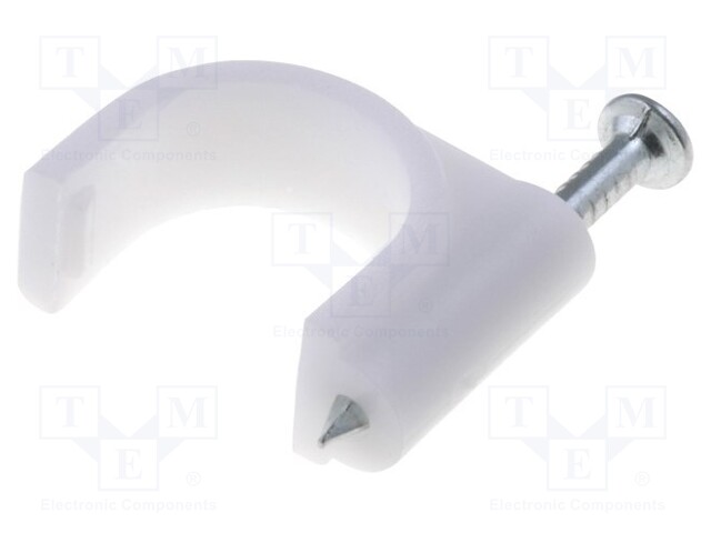 Holder; white; Application: on round cable; 100pcs; with a nail