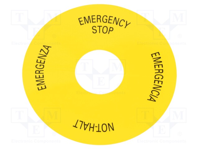 Warning plate; 22mm; 3SU1.5; -25÷70°C; Ømount.hole: 22mm; Ø: 75mm