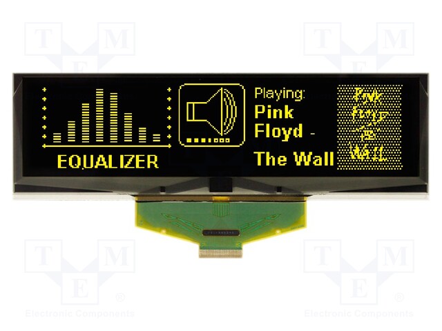 Display: OLED; graphical; 5.5"; 256x64; Dim: 146x45x2.05mm; yellow