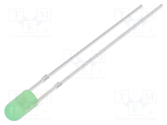 LED; 3mm; green; 30°; Front: convex; without flange; Pitch: 2.54mm