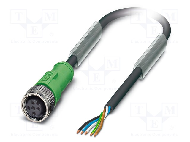 Connection lead; M12; PIN: 5; straight; 5m; plug; 60VAC; 4A; -25÷90°C