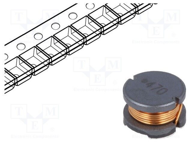 Inductor: wire; SMD; 47uH; 1A; ±10%; Q: 15; Ø: 8mm; H: 5mm; 200mΩ