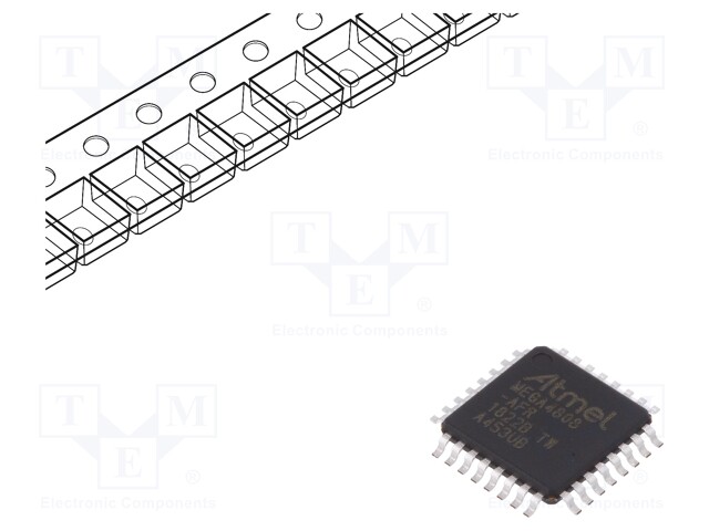 AVR microcontroller; EEPROM: 256B; SRAM: 6kB; Flash: 48kB; TQFP32