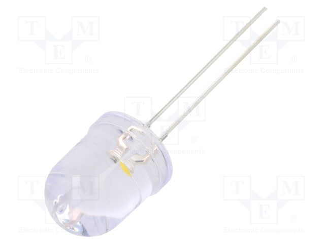 LED; 10mm; white warm; 7000÷8400mcd; 30°; 3÷5V; 20mA; Front: convex