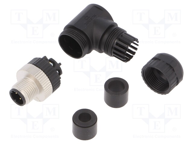 Plug; M12; PIN: 4; male; D code-Ethernet; for cable; screw terminal