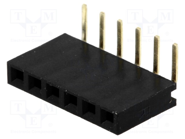 Socket; pin strips; female; PIN: 6; angled 90°; 2.54mm; THT; 1x6