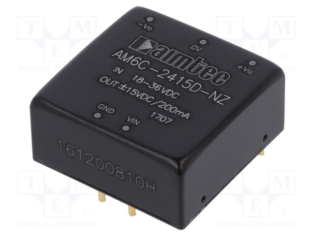 Converter: DC/DC; 6W; Uin: 18÷36V; Uout: 15VDC; Uout2: -15VDC; 1"x1"