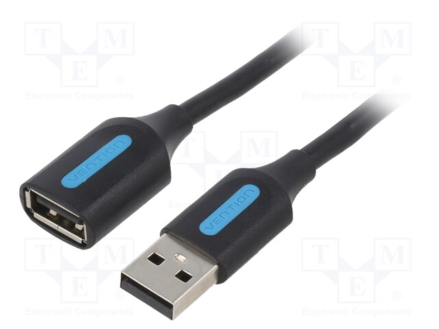 Cable; USB 2.0; USB A socket,USB A plug; nickel plated; 5m; black