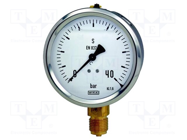 Manometer; 0÷40 bar; Class: 1,6; 63mm; Thread: G 1/4 B