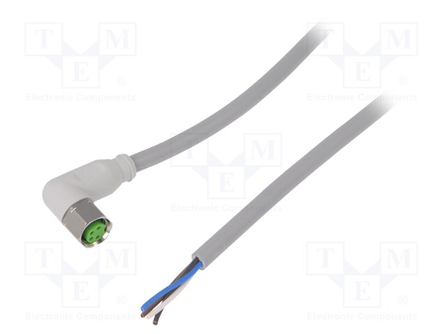 Connection lead; M8; PIN: 4; angled; 3m; plug; 30VAC; -25÷80°C; 30VDC