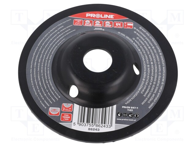 Grinding wheel; 125mm; prominent,with rasp