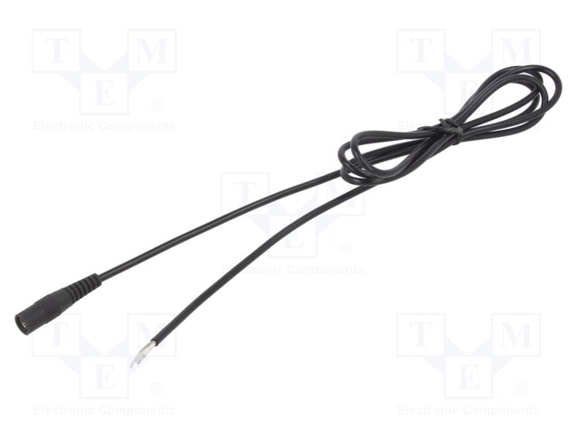 Cable; wires,DC 5,5/2,5 socket; straight; 0.75mm2; black; 0.25m