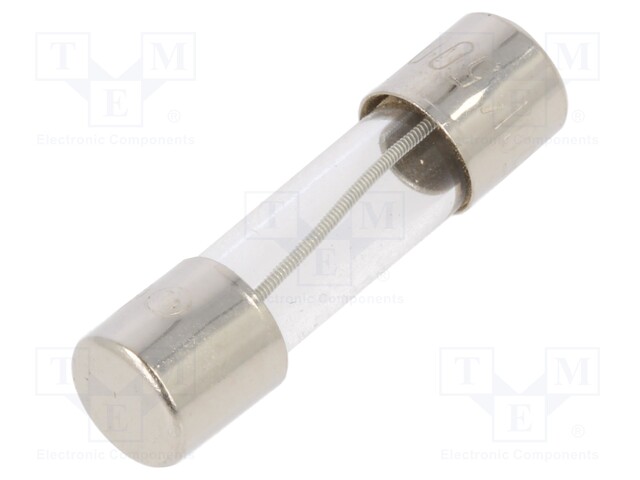 Fuse: fuse; time-lag; 500mA; 250VAC; glass; 20x5.2mm; brass; bulk