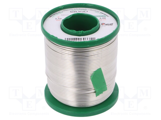 Solid,soldering wire; Sn99,3Cu0,7; 1.5mm; 1g; lead free; 227°C