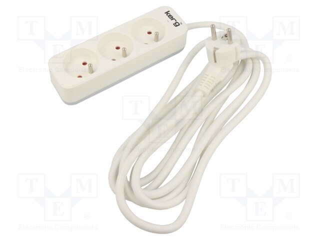 Extension lead; Sockets: 3; PVC; white; 3x1,5mm2; 3m; 16A