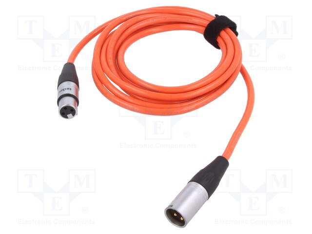 Cable; XLR male 3pin,XLR female 3pin; 3m; orange; 0.25mm2